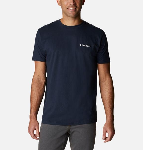 Columbia Glacier T-Shirt Navy For Men's NZ5734 New Zealand